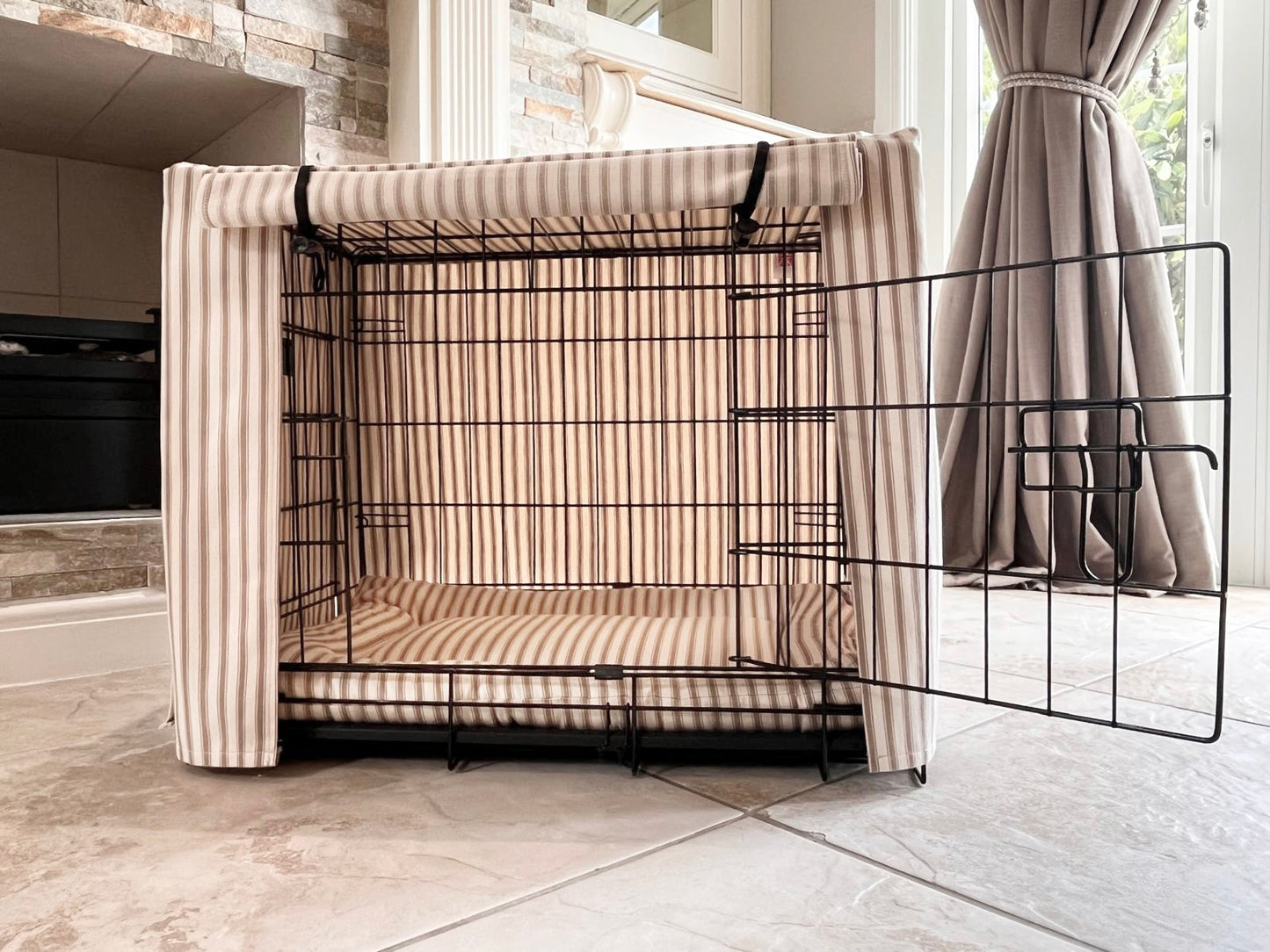 Posh Poos Dog Cage Cover In Heritage Stripe